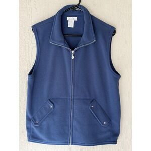 SDI Blue Fleece Full Zip Vest Womens XL Mock Neck Sleeveless Jacket Pockets